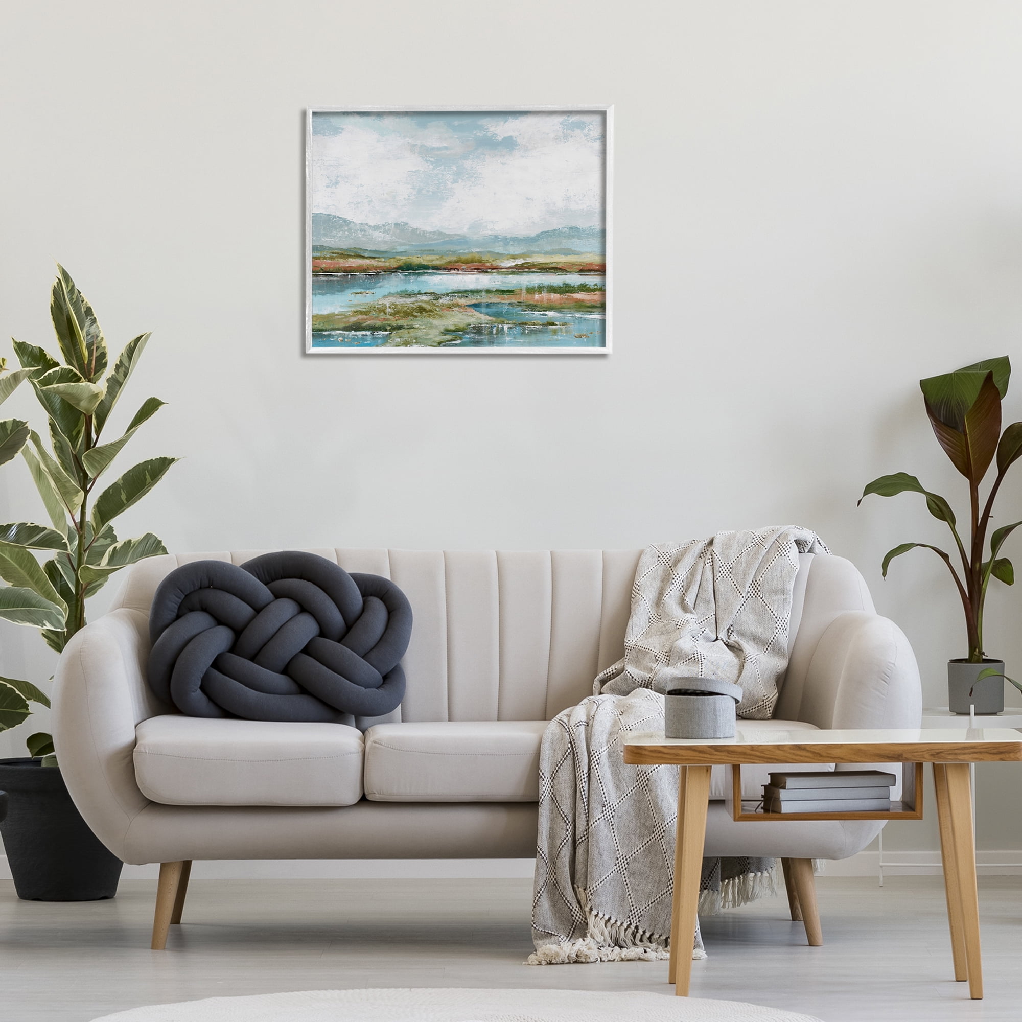 Stupell Industries Modern Paint Landscape Landscape Painting White Framed Art Print Wall Art, 30 x 24