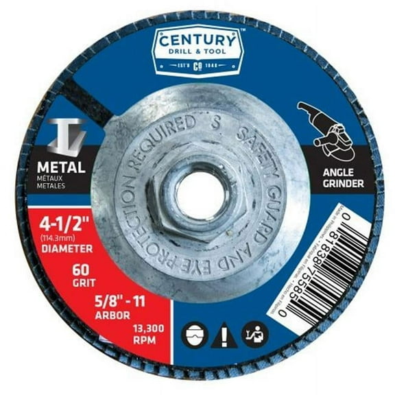 Century Drill & Tool 75585 Zirconia Flap Disc, 4-1/2" X 5/8"-11" X 60 Grit