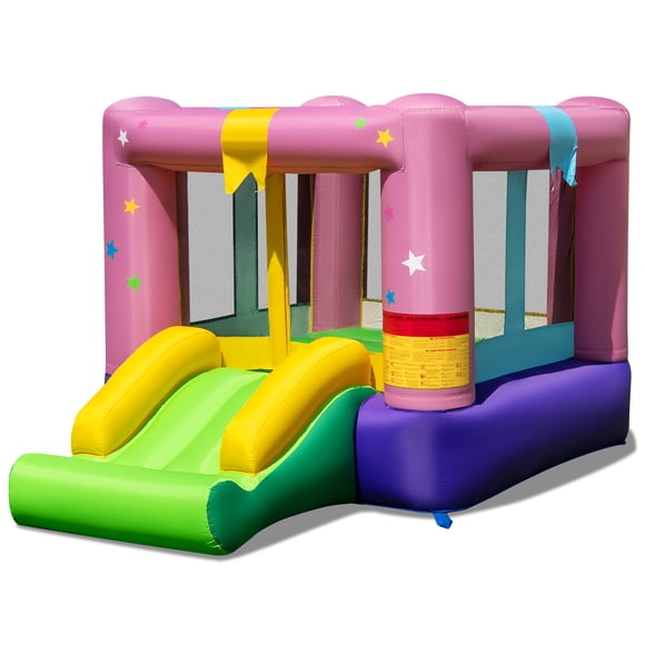 Costway Inflatable Bouncy Castle with Jumping Area Slide & Basketball Game Blower Excluded