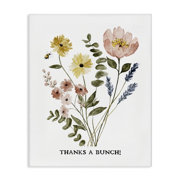 Stupell Industries Floral Thanks A Bunch Plants & Flowers Painting Wrapped Canvas Art Print Wall Art, 16 x 20