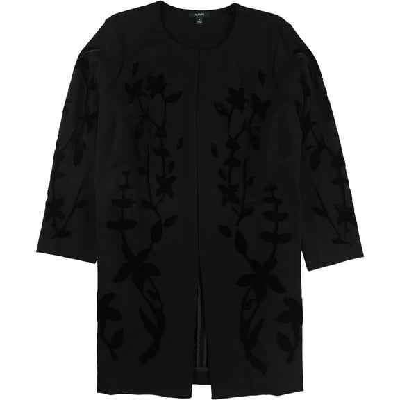 Alfani Womens Velvet Applique Jacket, Black, X-Large