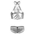 thumbnail image 1 of Conjunto de 2 piezas de arnés de pecho para el cuerpo de cuero Yuyangstore para hombre Traje de arnés metálico Plata, 1 of 8