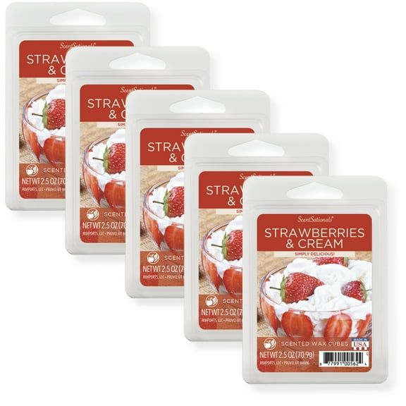 Strawberries & Cream Scented Wax Melts, ScentSationals, 2.5 Oz (5-Pack)