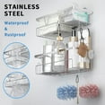 thumbnail image 4 of Shower Caddy Organizer, 2 Pack Stainless Steel Shower Shelf with 6 Hooks, No Drilling Adhesive Hanging Shower Storage Basket for Bathroom Kitchen, 4 of 7