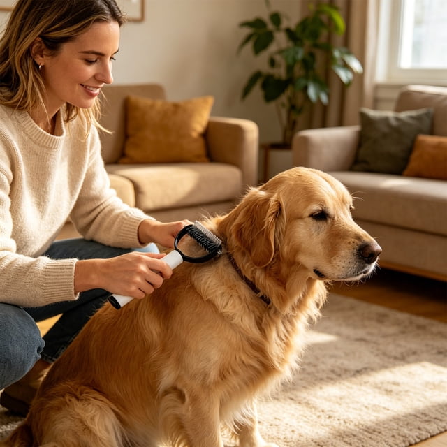 Peine desenredante de doble cara para perros y gatos, herramienta para eliminar el subpelo de pelo largo y corto, cepillo de acicalamiento ergonómico para razas pequeñas y grandes.