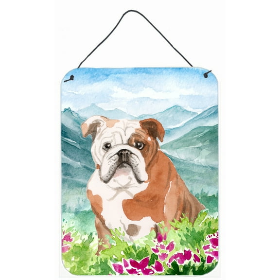 Mountian Flowers English Bulldog Wall or Door Hanging Prints