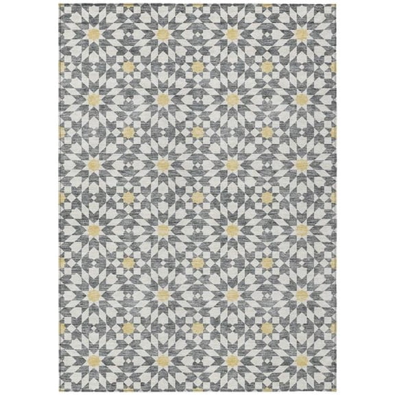 HomeRoots 583796 9 x 12 ft. Floral Medallion Washable Indoor & Outdoor Rectangle Area Rug, Gray, Ivory & Gold