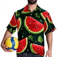 thumbnail image 4 of Watermelon Men's Poplin Shirt, Casual Short Sleeve Printed Button Down Summer Beach Unisex Shirts, 4 of 6