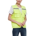 thumbnail image 3 of Rejlun Ladies High Visibility Vest Waistcoat Safety Vests WorkWear Zipper Solid Color Construction Fluorescent Green XL, 3 of 4