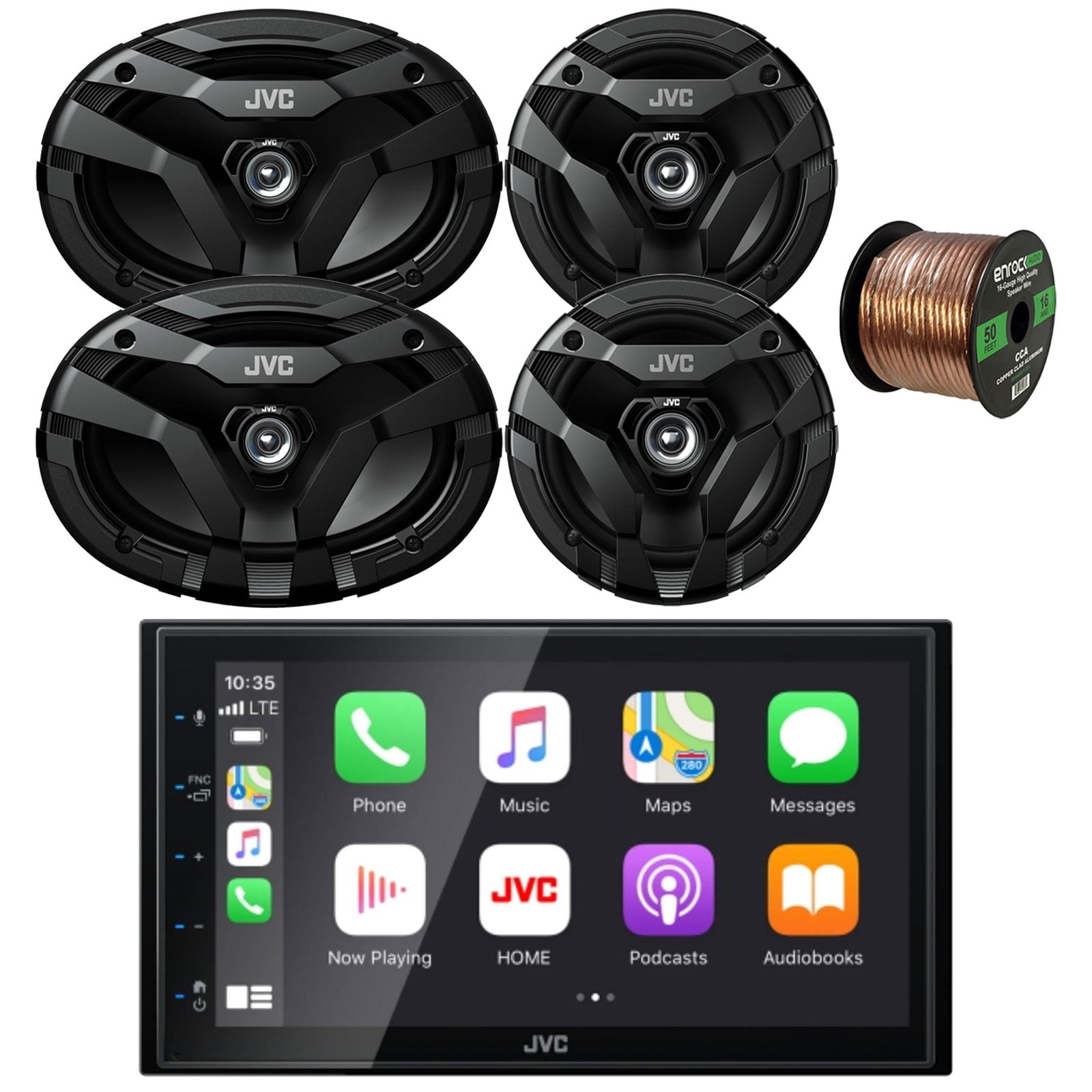 JVC KWM560BT Double DIN AM/FM Radio Stereo Bluetooth USB Digital Media Car Receiver Bundle
