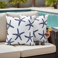 thumbnail image 4 of Navy Blue Starfish Coastal Outdoor Waterproof Pillow Covers, Nautical Summer Beach Ocean Decorative Square Throw Pillowcase Sofa Cushion Sham for Patio/Couch/Chair, 18"x18" 2 Pack, 4 of 8