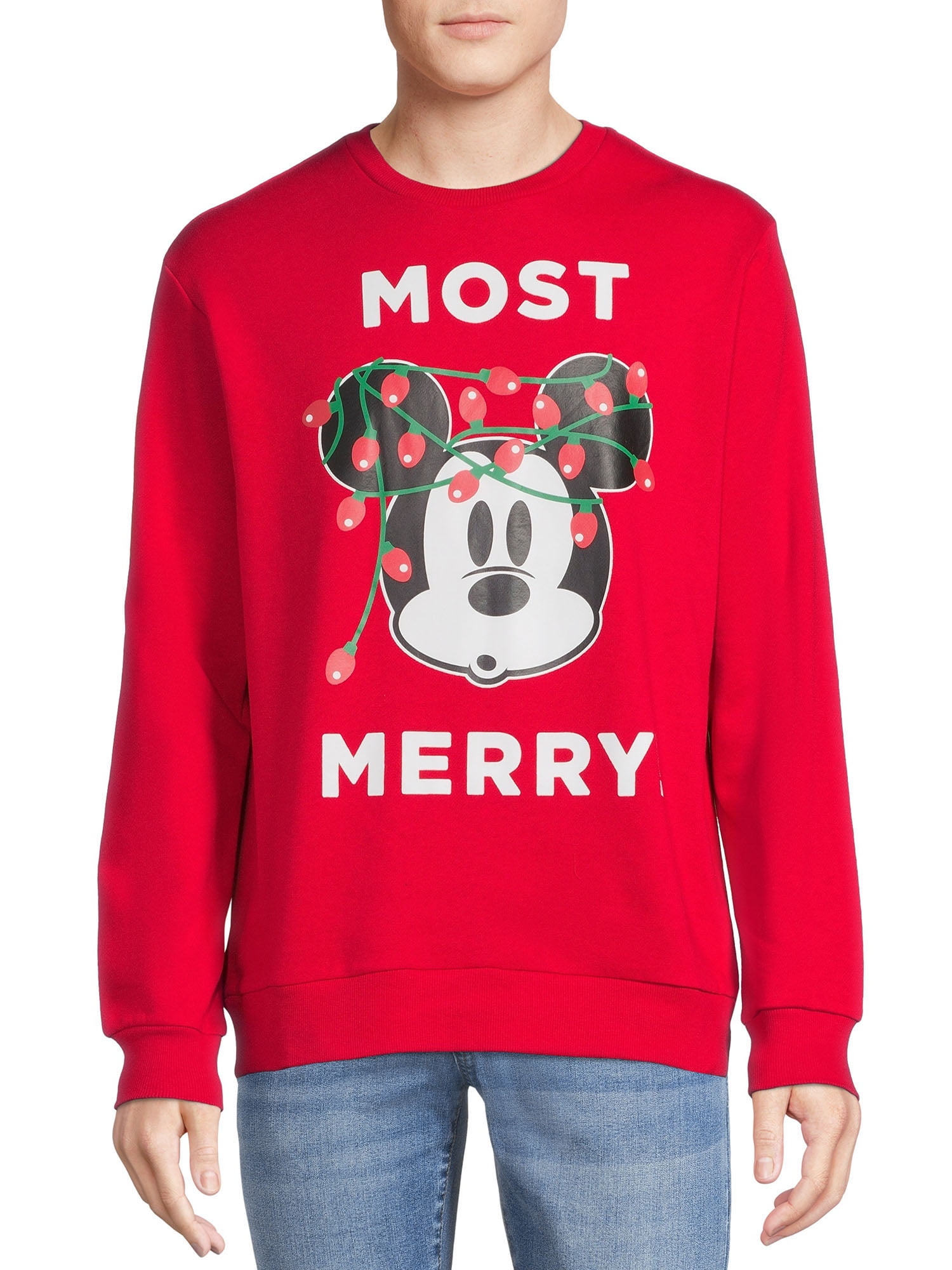 Disney Merry Mickey Mouse Men's Fleece Graphic Pullover, Sizes S-3XL