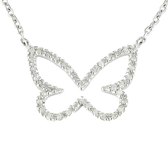 Silver Daimond Necklace (16 2") Butterfly