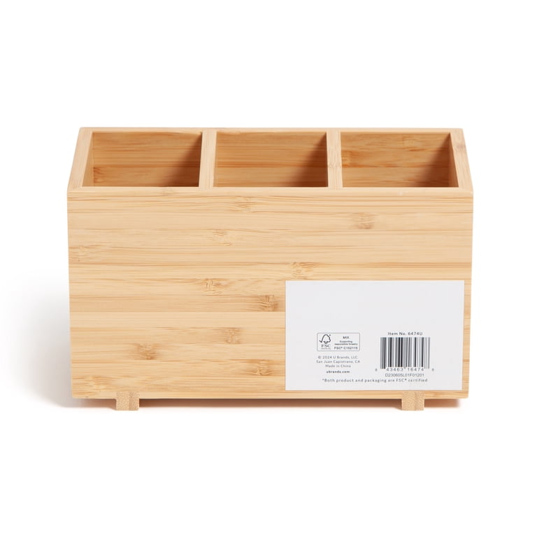 U Brands Zen Desktop Organizer, Bamboo, 3 Compartments photo 2