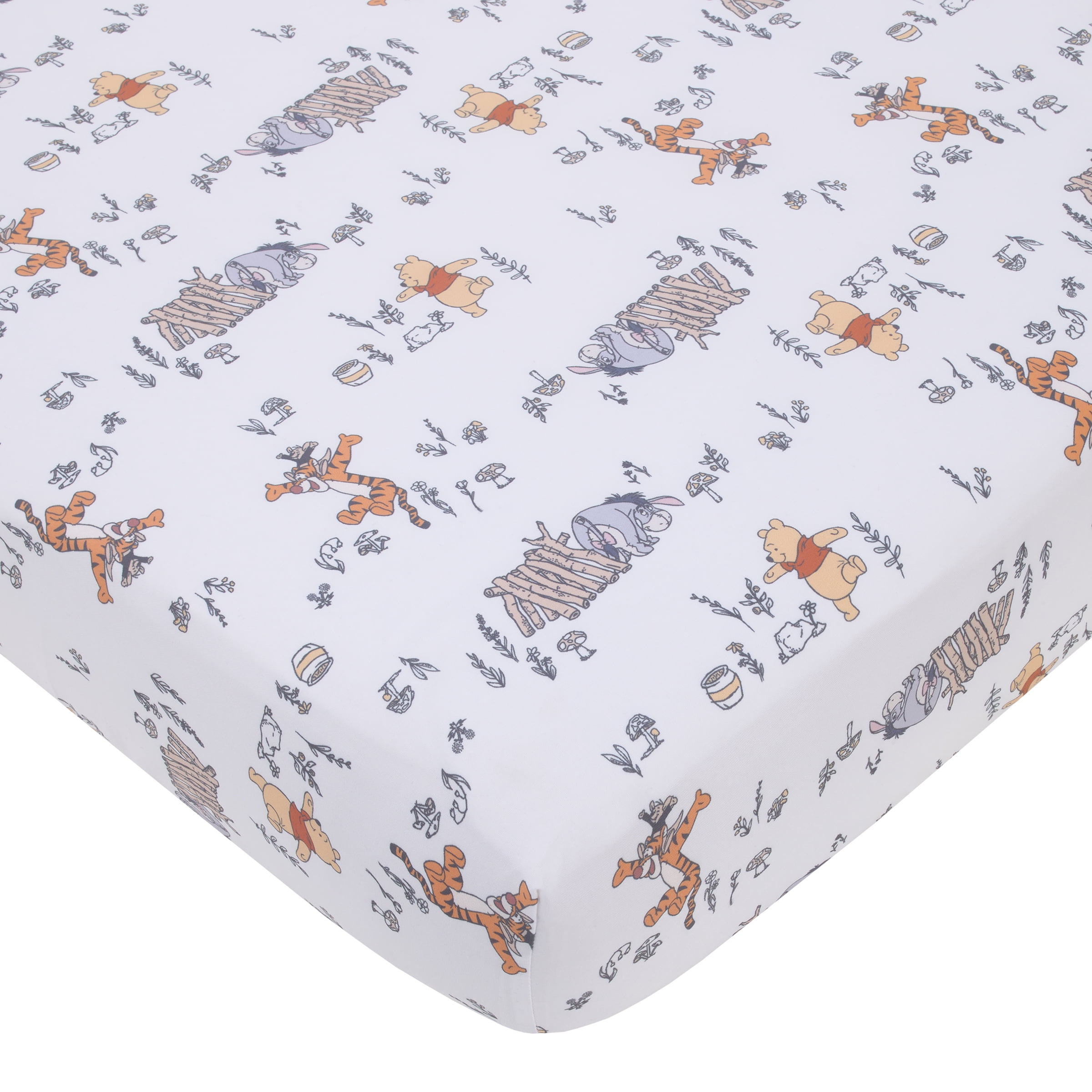 Disney Winnie the Pooh 3-Piece Crib Bedding Set, Gray, Comforter, Fitted Sheet, Blanket, Infant Boy or Girl
