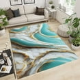thumbnail image 2 of Modern Turquoise White Marble Area Rugs, Abstract Gold Gray Marble Texture Print Carpet, Non-Slip Rug Distressed Carpet For Hotels Entrance Living Room Bedroom Office, 2 of 7
