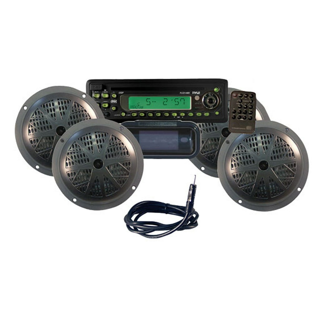 Waterproof Marine CD/MP3 Player Receiver w/4 Speakers & Antenna