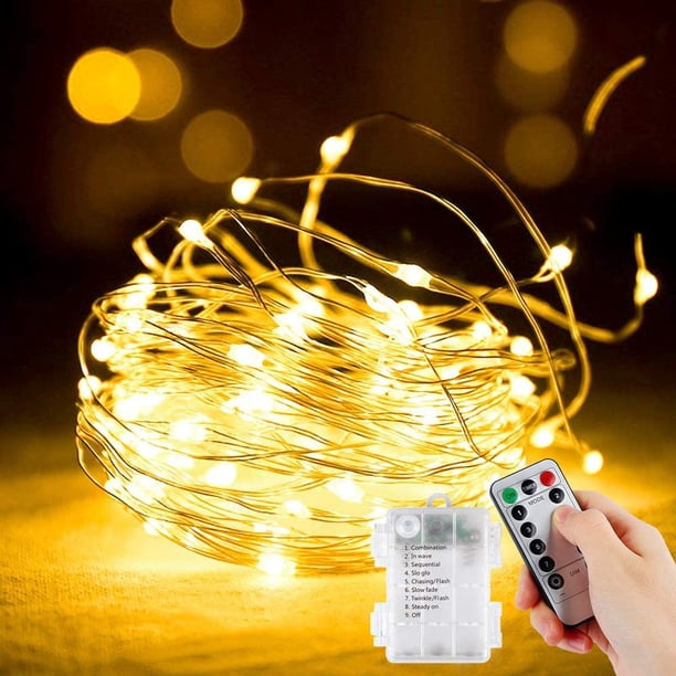 Guirnalda de Luces, Paquete de 5M 50LED Guirnalda de Luces con Pilas, Guirnalda de Luces de Alambre de Cobre para Interiores y Exteriores, Decoración para Dormitorio, Jardín, Boda, Fiesta, Navidad (2