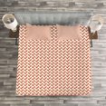 thumbnail image 3 of Ambesonne Abstract Quilted Bedspread Set 3 Pcs, Rounded Small Shapes, Queen Size, Red Cream, 3 of 3