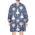 thumbnail image 2 of Dark Blue Ballerina Flower Pattern Wearable Oversized Blanket,Wearable Blanket Hoodie for Adults,Cozy Hooded Blankets with Super Pockets,Super Warm Fuzzy Pullover for Women & Men, 2 of 6