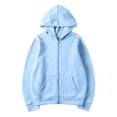 thumbnail image 4 of WTOBBY Women's Fashionable Solid Color Casual Hooded Long Sleeved Coat, Fleece-Lined Zipper Jacket, Winter Warm Wear with Soft Touch and Cozy Feel,Sky Blue S, 4 of 4