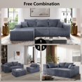 thumbnail image 6 of Modular L-Shaped Sectional Sofa, 101" Convertible Corduroy Couch with Spacious Chaise Lounge, No Assembly Needed, Flexible Layout for Living Room, Apartment, Gray, 6 of 9
