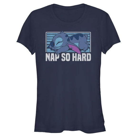 Juniors Lilo & Stitch Nap So Hard Distressed Stitch T Shirt