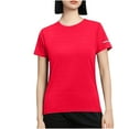 thumbnail image 2 of Pincandy Women'S Solid Color Crew Neck Short Sleeve T-Shirts UPF 50+ Sun Protection Quick Dry Athletic Running Workout Rash Guard Tops,Red,XL, 2 of 4