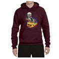 thumbnail image 2 of Funny Graphic Astronaut Cat in Space on Cheeseburger | Mens Cat Lover Hooded Sweatshirt Graphic Hoodie, Maroon, Small, 2 of 3