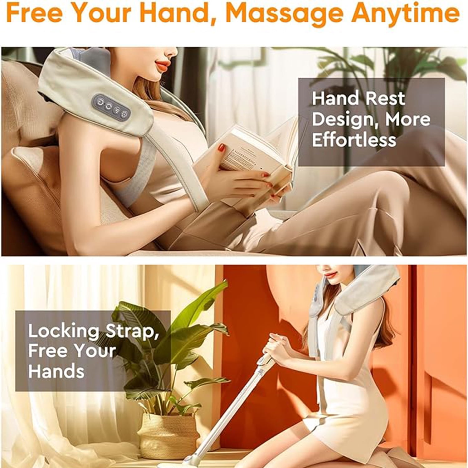 Kepooman Electric Neck Massager With Heat - Neck and Shoulder Massagers For Pain Relief Deep Tissue 5D Simulate Human Hand Grasping and Kneading Neck Headrest