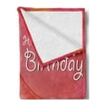 thumbnail image 2 of 70th Birthday Soft Flannel Fleece Throw Blanket, Abstract Sun Beams Inspired Backdrop with Surprise Party Cupcake Image, Cozy Plush for Indoor and Outdoor Use, 50" x 70", Red and Orange, by Ambesonne, 2 of 5