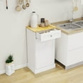 thumbnail image 6 of Tilt Out Trash Cabinet, Farmhouse Trash Can Cabinet w/Negative ion, Dog Proof 10 Gallon Garbage Can Cabinet for Kitchen, Bathroom, Living Room, White, 6 of 8