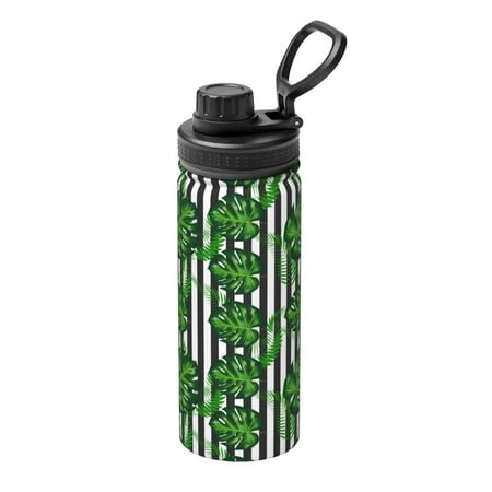 

Goofa Palm Greenery Print 18oz Sports Insulated Kettle With Straw Water Bottle Sports Water Bottle For Running Hiking Cycling Climbing Mans Womans