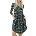 thumbnail image 6 of Mengpipi Women's T-Shirt Dresses Long Sleeve Plain Flowy Women Midi Dress with Pocket S-2XL, 6 of 6