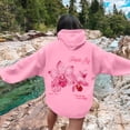 thumbnail image 4 of NinXxx Women's Letter Print Hooded Long Sleeve Casual Sports Hoodie Pink XXL, 4 of 7