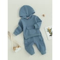 thumbnail image 3 of Bagilaanoe 2PCS Toddler Baby Boy Long Pants Set Long Sleeve Hoodie Sweatshirt Tops + Drawstring Sweatpants 6M 12M 18M 24M 3T Kids Casual Sweatsuits, 3 of 9