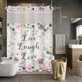 thumbnail image 5 of Purple Yellow Flowers No Hooks Shower Curtain with Snap-in Liner Spring Floral Eucalyptus Leaves Laugh Love Live Shower Curtains for Bathroom, Waterproof, Easy Install, Washable 72"x96", 5 of 9