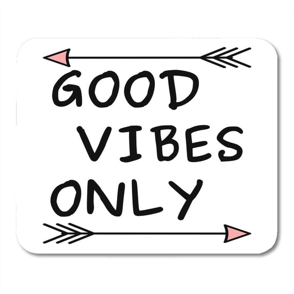 SIDONKU Graphic Good Vibes Only Black White Pink Inspirational Quote Cute Drawing Mousepad Mouse Pad Mouse Mat 9x10 inch