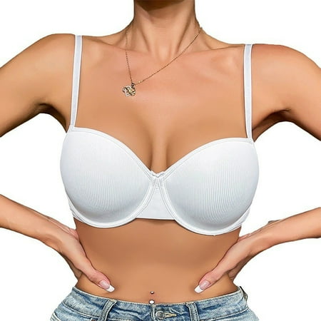 Tumotour Full Coverage Bras For Women Flash Styling Set T-Shirt Without Steel Ring Gathering Push Up Nursing Bra Lightly Padded Full Figured Coverage Soft Breathable Seamless Bra