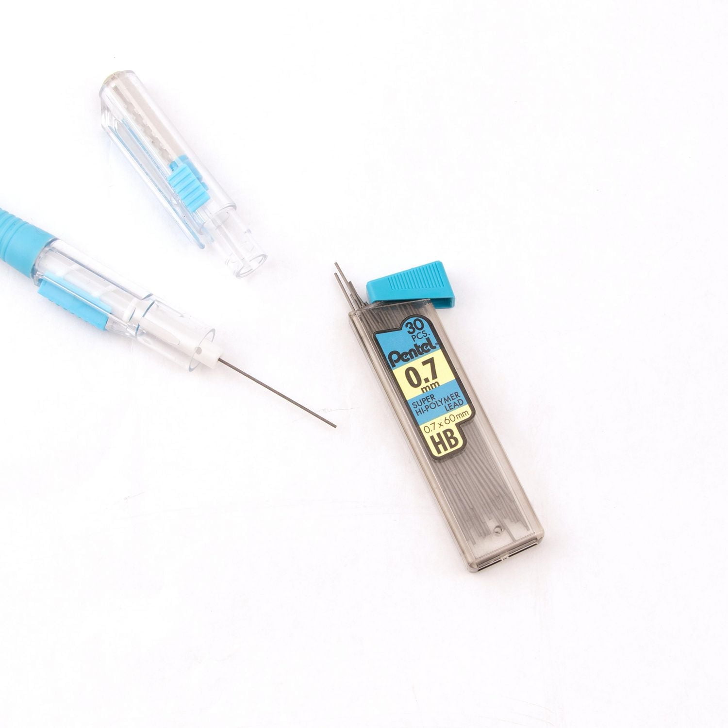 Pentel Super Hi-Polymer Mines de Recharge, 30 Mines par Tube, HB, 0,7mm, 3PC Paque