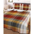 thumbnail image 3 of Quilts Twin Size Bedding Set, Tartan Plaid Lightweight Quilted Comforter, Orange Red Autumn Gingham Vintage Check Soft Reversible Bedspread Coverlet with Pillow Covers for All Season, 68" x 86", 3 of 7