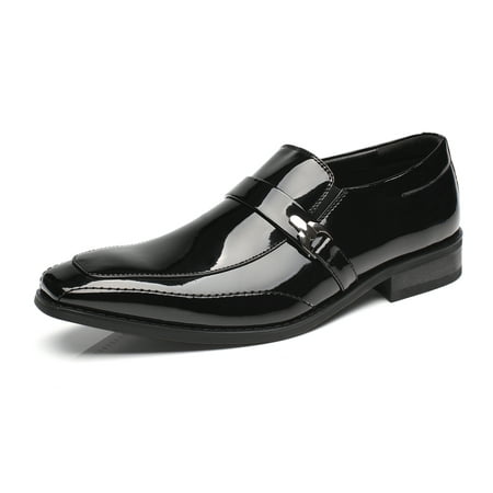 Faranzi Patent Leather Tuxedo Strap and Buckle Slip-on Loafer Oxford Shoes for Men Dress Shoes Comfortable Classic Modern Formal Business