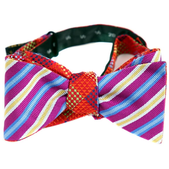 BuyYourTies - FBTZ-R-16 Mens Aficionado 2 Sided Self Tie Bow Tie Red Purple Blue Yellow