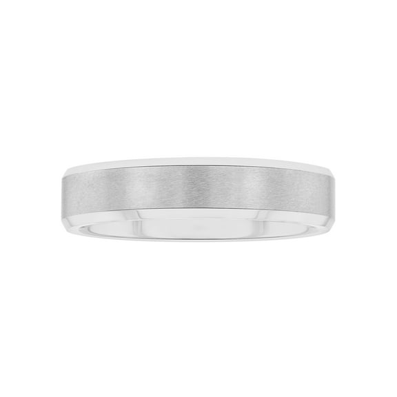 Mens Silver-Tone Tungsten 5MM Plain Beveled Comfort Fit Wedding Band - Mens Ring