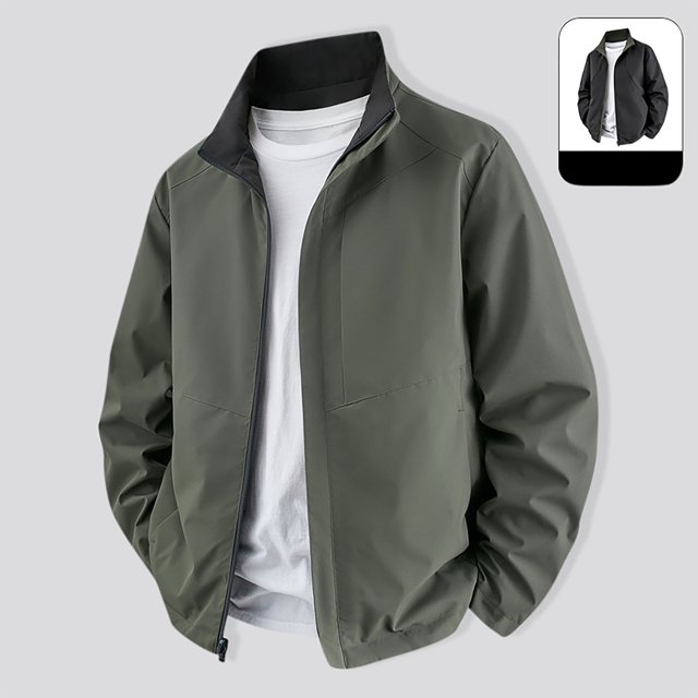 Blusa y camisa de manga larga con cuello alto para hombre, color liso, manga larga, cuello alto, chaqueta informal de doble cara con bolsillo, chaqueta de poliéster para hombre