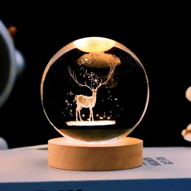 Regalo USB decorativo creativo Luna luminosa galaxia bola de cristal noche