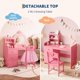 thumbnail image 4 of Kojooin Tocador para Niños con Espejo y Luces, Tocador de Maquillaje de Madera de Princesa Rosa con Silla, Estantes y Cajones de Almacenamiento, Tocador para Niñas 2 en 1, 4 of 7