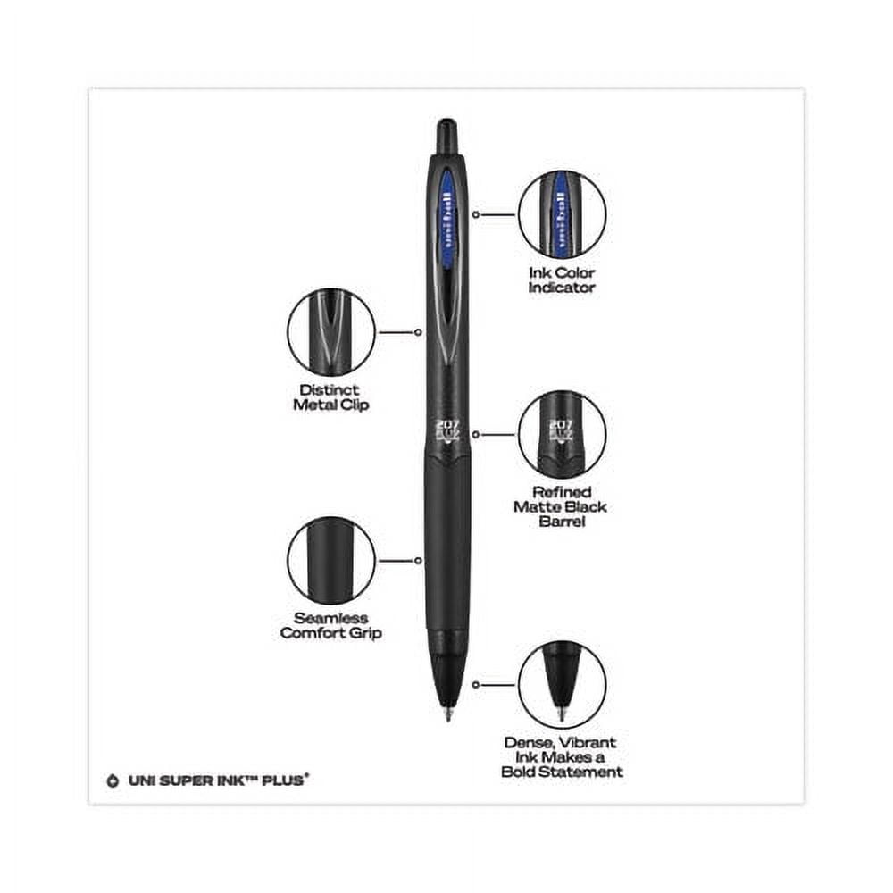 207 Plus+ Gel Pen, Retractable, Medium 0.7 mm, Blue Ink, Black Barrel, Dozen | Bundle of 2 Dozen