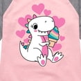 thumbnail image 3 of Instant Message - Ice Cream Dinosaur - Toddler & Youth Girls Raglan Graphic T-Shirt, 3 of 5