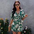 thumbnail image 1 of Mameluco De La Cintura Del Lazo, Poliéster De Moda Casual Lavable Del Mameluco De La Manga Corta Para La Fiesta De Vacaciones ANGGREK Verde XL, 1 of 8
